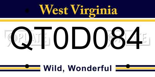 QT0D084 West Virginia License Plate