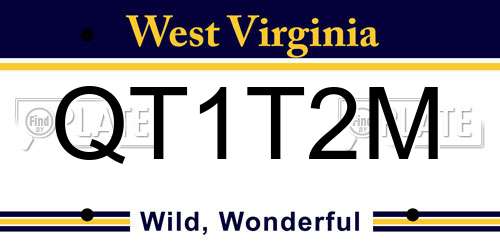 QT1T2M West Virginia License Plate