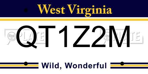 QT1Z2M West Virginia License Plate