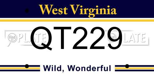 QT229 West Virginia License Plate