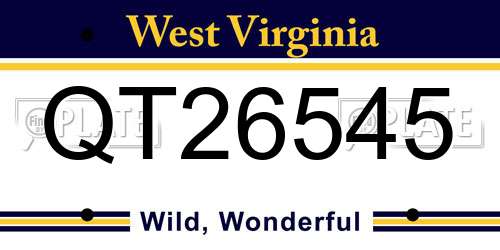 QT26545 West Virginia License Plate