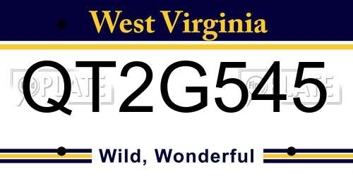 QT2G545 West Virginia License Plate