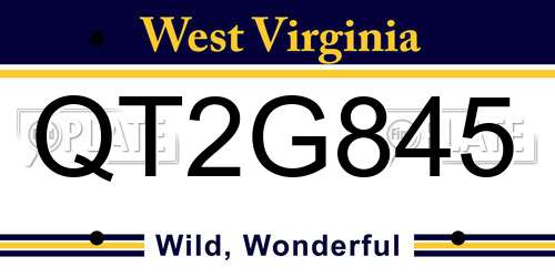 QT2G845 West Virginia License Plate