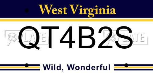 QT4B2S West Virginia License Plate