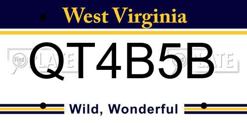 QT4B5B West Virginia License Plate
