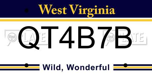QT4B7B West Virginia License Plate