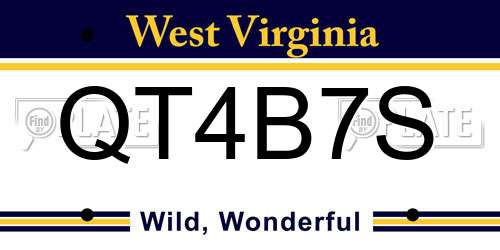QT4B7S West Virginia License Plate