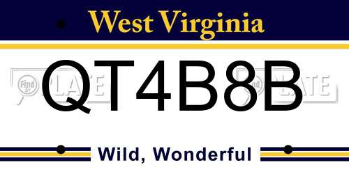 QT4B8B West Virginia License Plate
