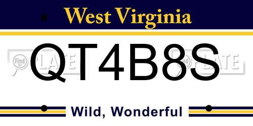 QT4B8S West Virginia License Plate