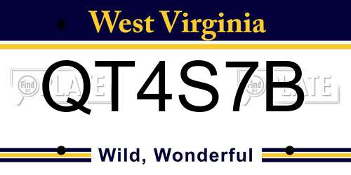 QT4S7B West Virginia License Plate