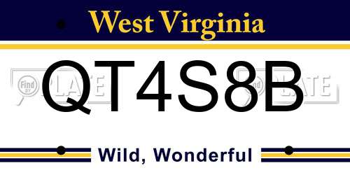 QT4S8B West Virginia License Plate
