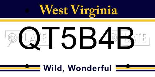QT5B4B West Virginia License Plate