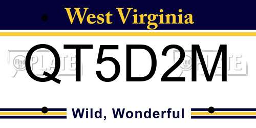 QT5D2M West Virginia License Plate