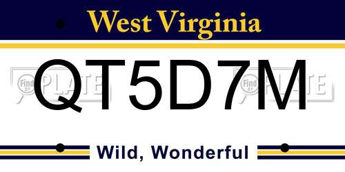 QT5D7M West Virginia License Plate