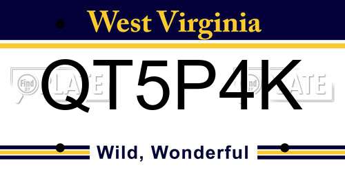 QT5P4K West Virginia License Plate