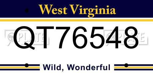 QT76548 West Virginia License Plate