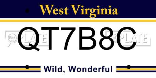 QT7B8C West Virginia License Plate