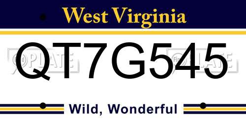 QT7G545 West Virginia License Plate