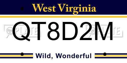 QT8D2M West Virginia License Plate