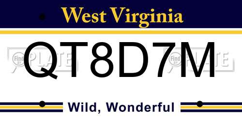 QT8D7M West Virginia License Plate
