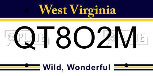 QT8O2M West Virginia License Plate