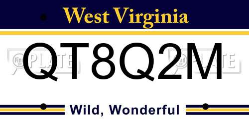QT8Q2M West Virginia License Plate