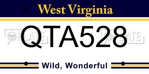 QTA528 West Virginia License Plate