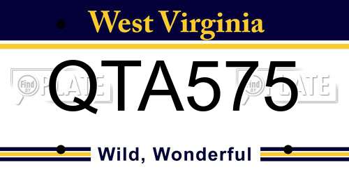 QTA575 West Virginia License Plate