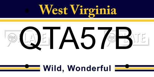 QTA57B West Virginia License Plate