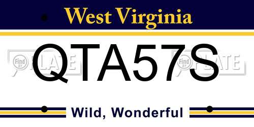 QTA57S West Virginia License Plate