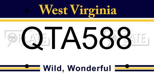 QTA588 West Virginia License Plate