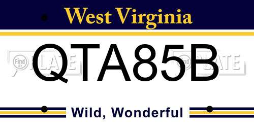 QTA85B West Virginia License Plate