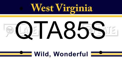 QTA85S West Virginia License Plate