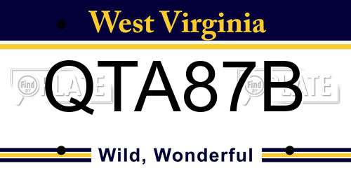 QTA87B West Virginia License Plate