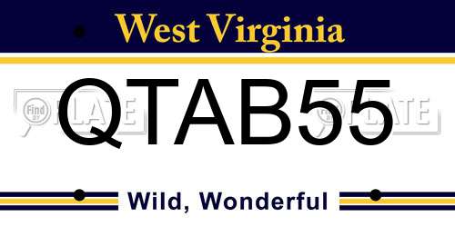 QTAB55 West Virginia License Plate