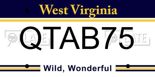 QTAB75 West Virginia License Plate