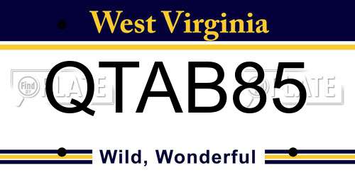 QTAB85 West Virginia License Plate