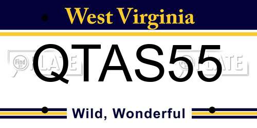 QTAS55 West Virginia License Plate