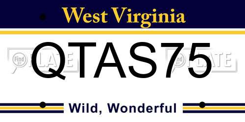 QTAS75 West Virginia License Plate