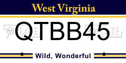 QTBB45 West Virginia License Plate