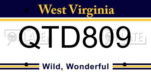 QTD809 West Virginia License Plate