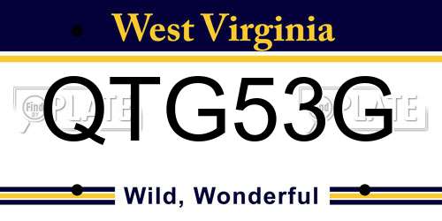 QTG53G West Virginia License Plate