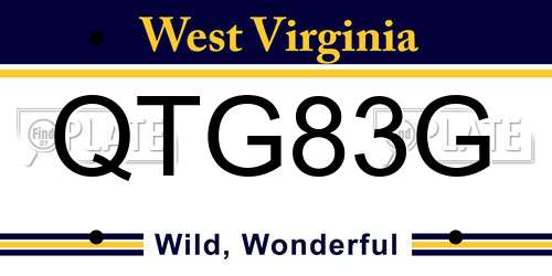 QTG83G West Virginia License Plate