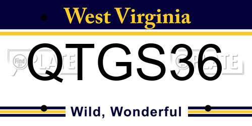 QTGS36 West Virginia License Plate