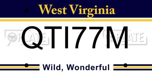 QTI77M West Virginia License Plate