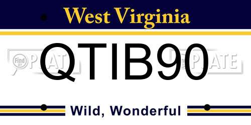 QTIB90 West Virginia License Plate