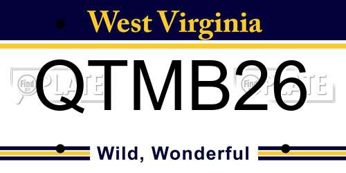 QTMB26 West Virginia License Plate