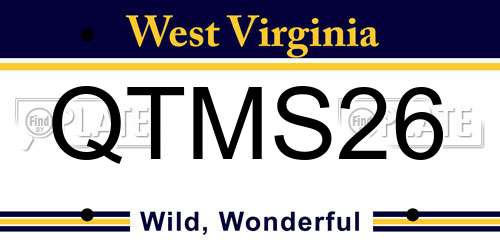 QTMS26 West Virginia License Plate