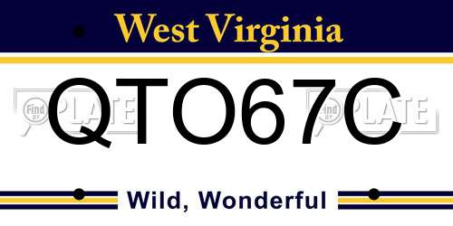 QTO67C West Virginia License Plate