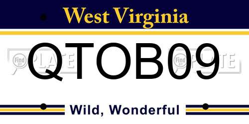 QTOB09 West Virginia License Plate